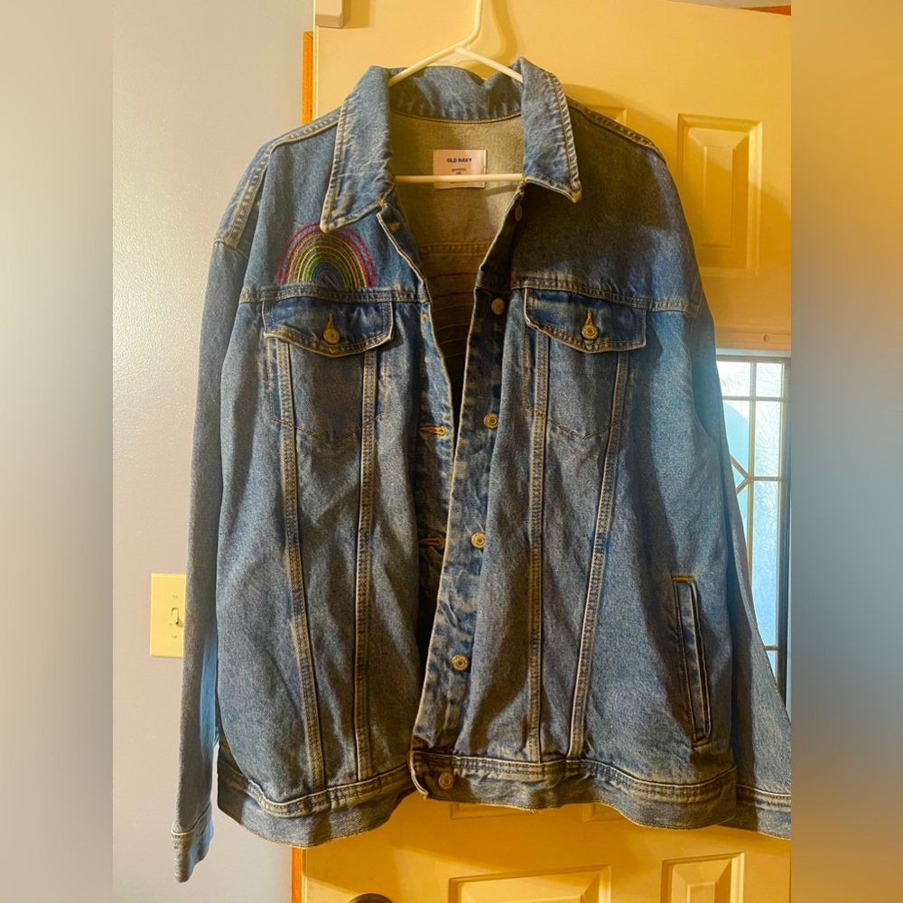 SzXXL Old Navy Denim Jacket With a Rainbow